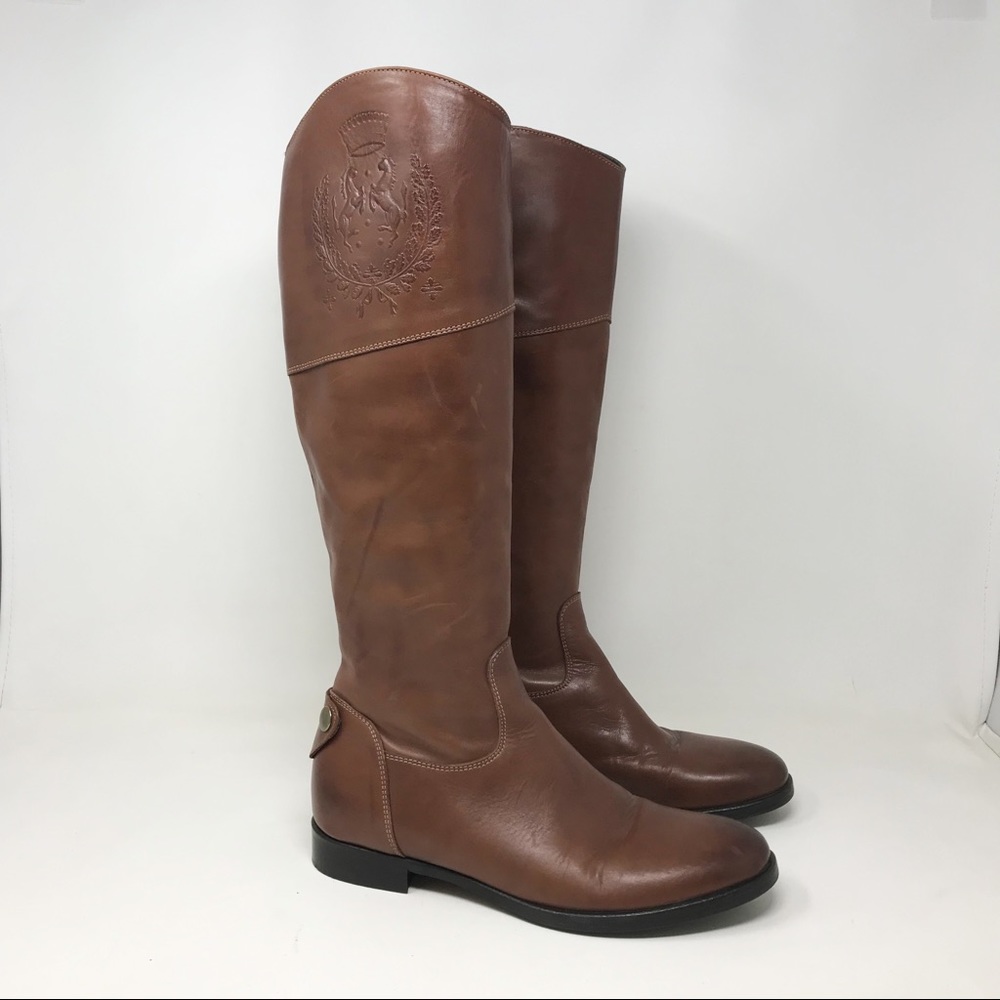 Vero Cuoio Women's Embellished Brown Leather Boots Size 37 (5.5)
